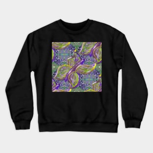 butterfly and swirls in purple and green pattern 2 Crewneck Sweatshirt